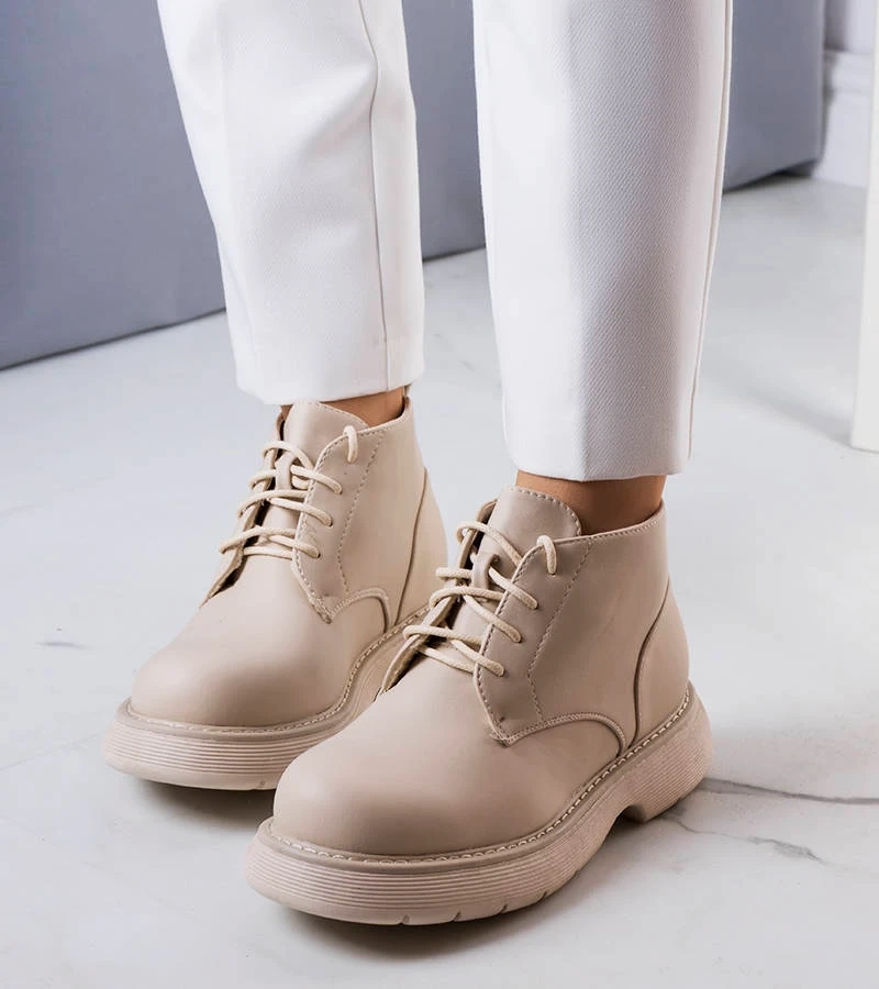 Beige Savino gefütterte Stiefeletten