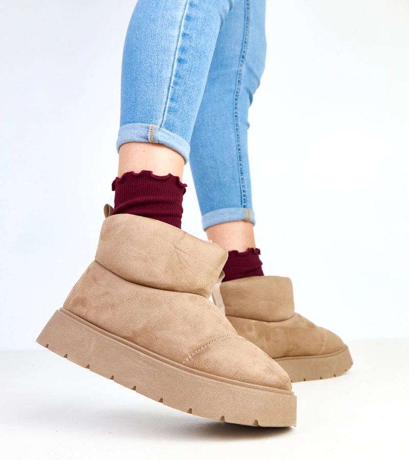 Dunkelbeige gefütterte Plateauschneestiefel Ribeiro