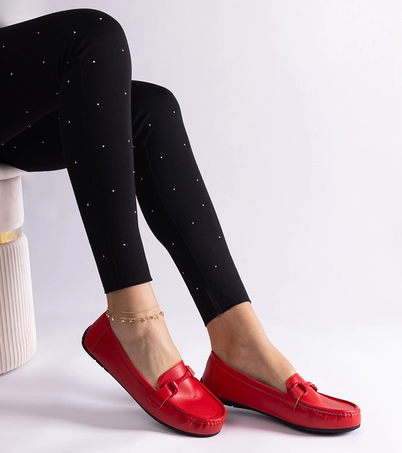 Rote klassische Mokassins aus Kunstleder Pelayo