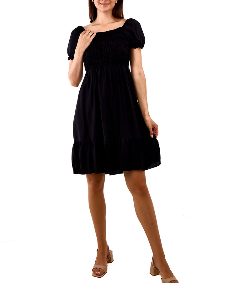 Schwarzes Minikleid mit Raffung von Lorinka