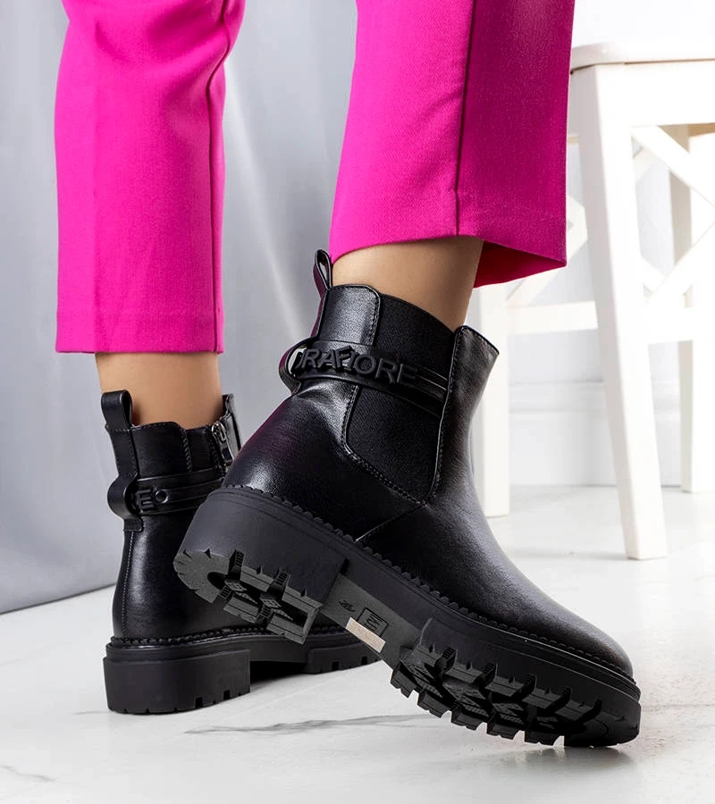 Schwarze, gefütterte Sanso-Stiefeletten