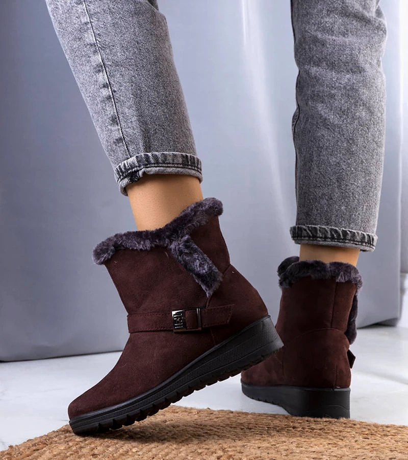 Braune gefütterte Keilabsatz Stiefeletten Capo