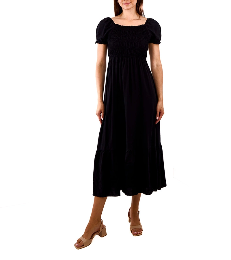 Schwarzes Maxikleid mit Raffung von Demisa