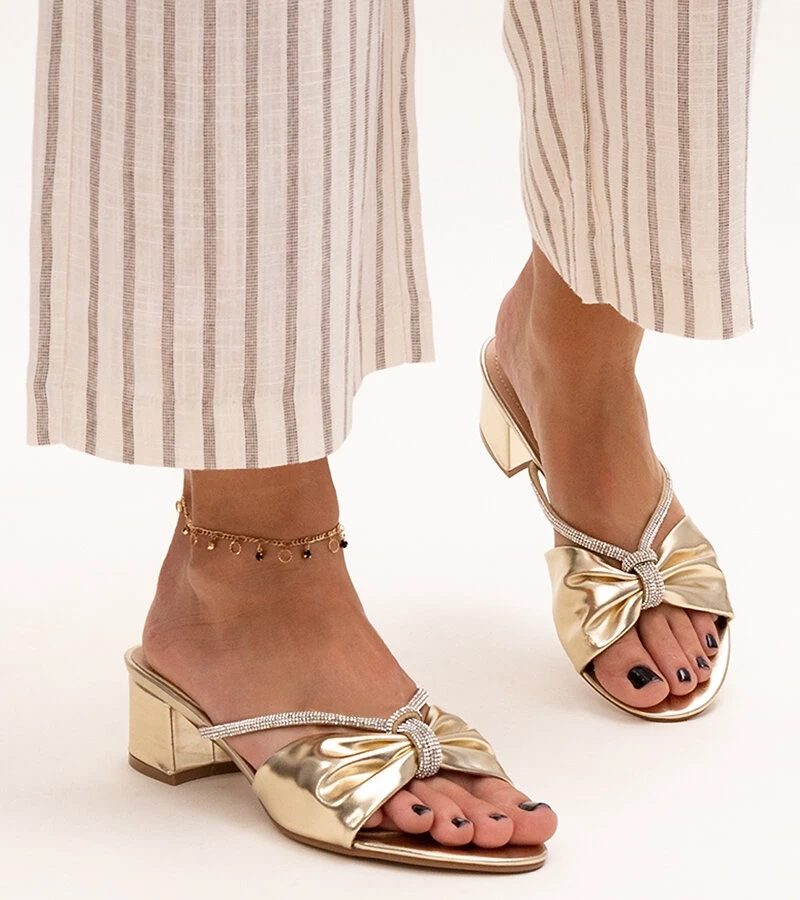 Anbrani Pantoletten mit Zirkonia verziert