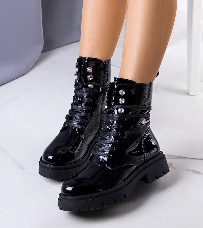 Schwarze lackierte Kenzie Stiefeletten