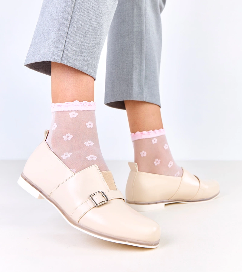 Beige Damenhalbschuhe mit Lederinnensohle Klensi