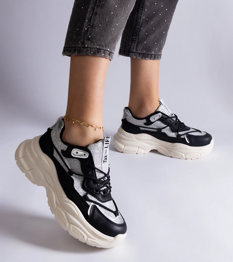 Schwarze Sneaker mit glitzernden Einsätzen Rigel