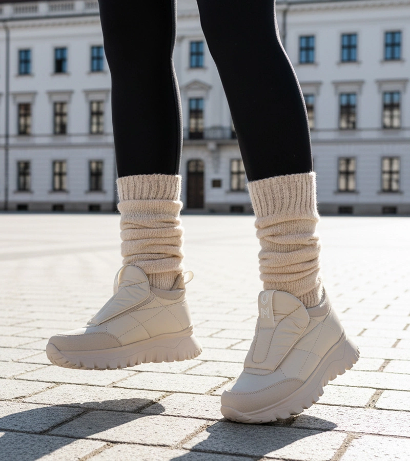 Graue Damen-Schneestiefel mit Klettverschluss Penny