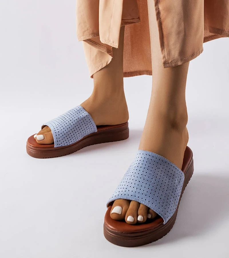 Blaue Pantoletten mit durchbrochenem Schaft Idabel