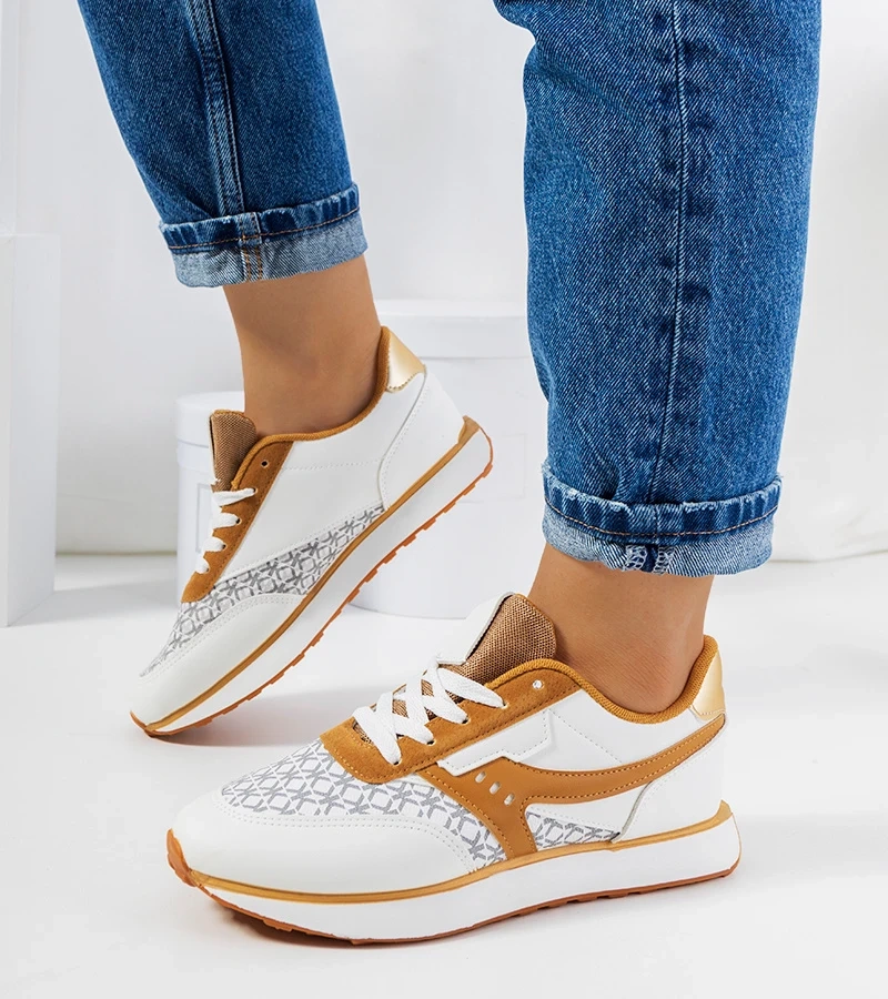 Weiß-braune Damen-Sneakers Chiara