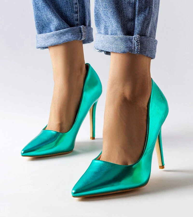 Grüne metallische Delis Stilettos