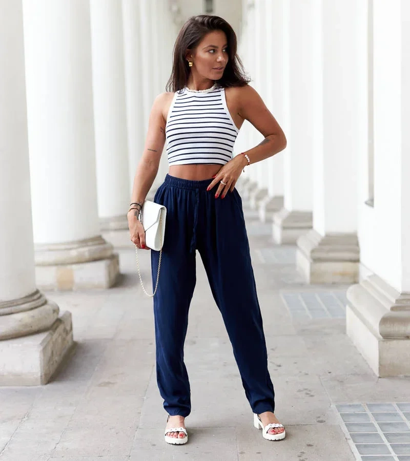 Margno lockere Passform marineblaue Hosen