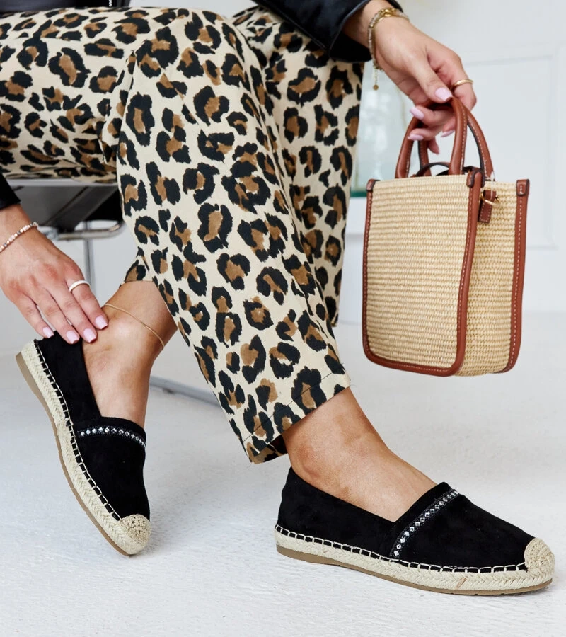 Schwarze Espadrilles mit Zirkonen Abia