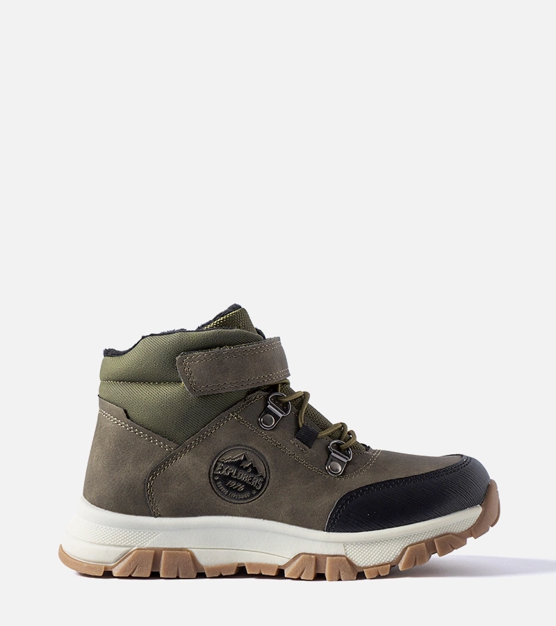 Grüne, gefütterte Kinder-Trekkingstiefel Tolomeo