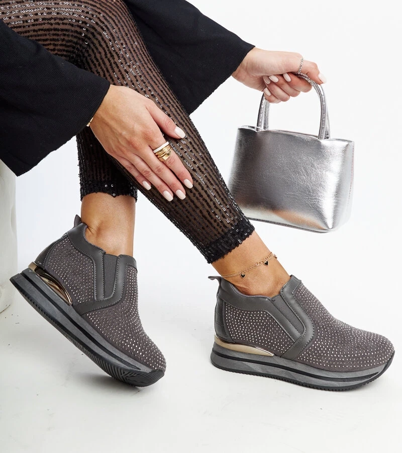 Dunkelgraue Keilabsatz-Turnschuhe Cadelaria