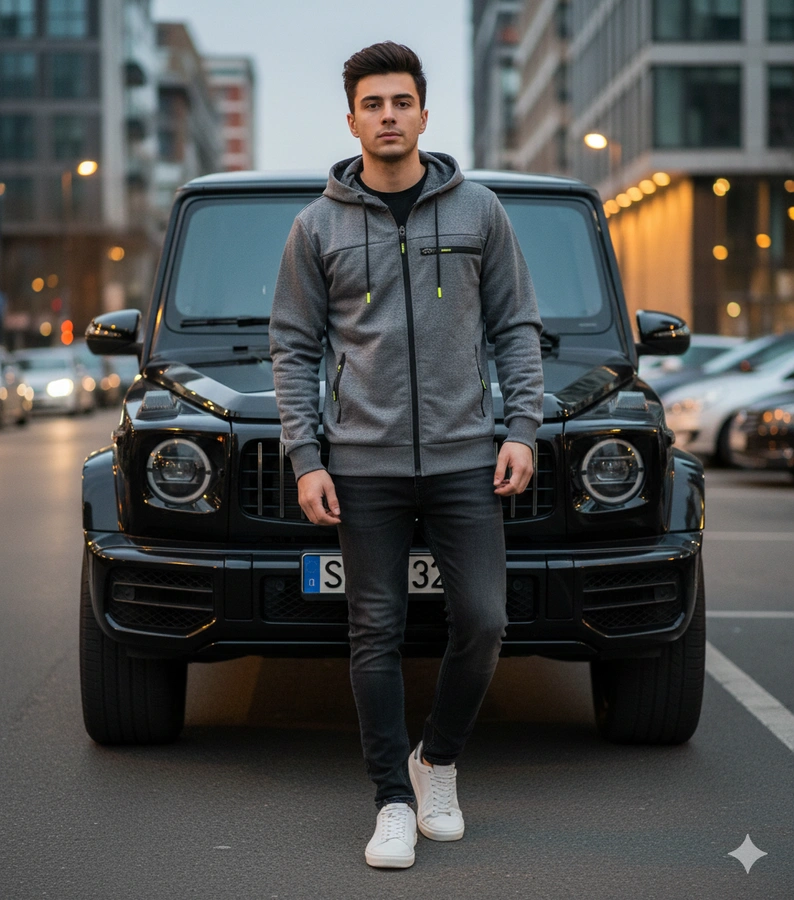 Dunkelgraues Herren Sweatshirt mit Kapuze Curtis