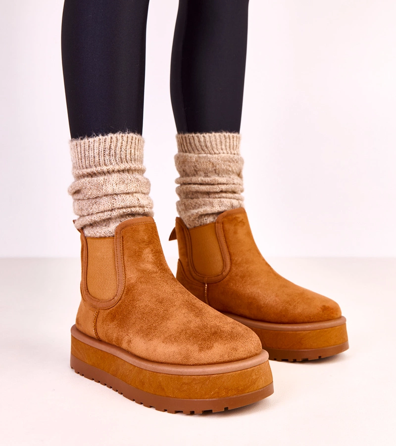 Braune niedrige Schneestiefel mit elastischem Einsatz Nancey