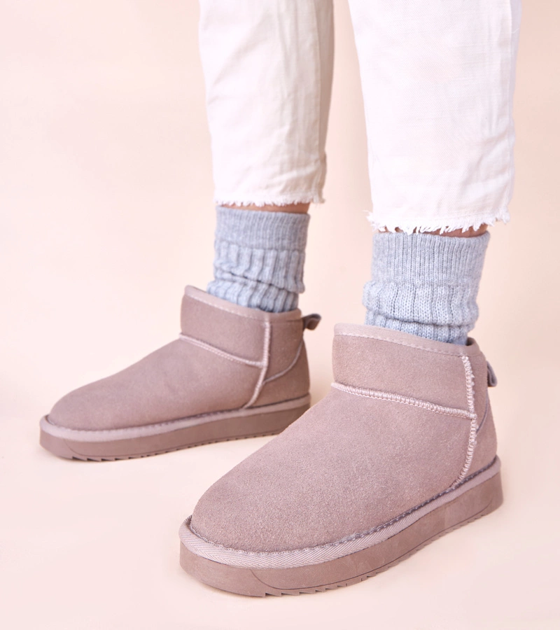 Graue Schneestiefel aus natürlichem Wildleder Besia