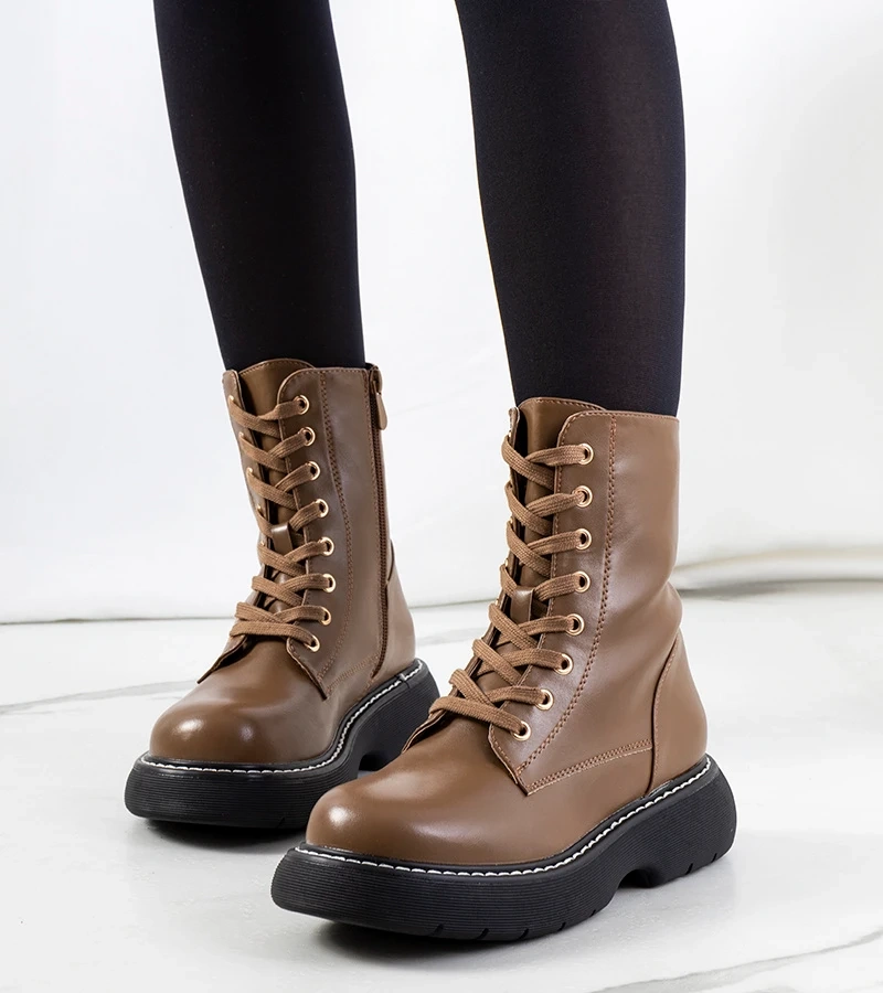 Braune Myrefall Stiefeletten im Stil von Kampfstiefeln