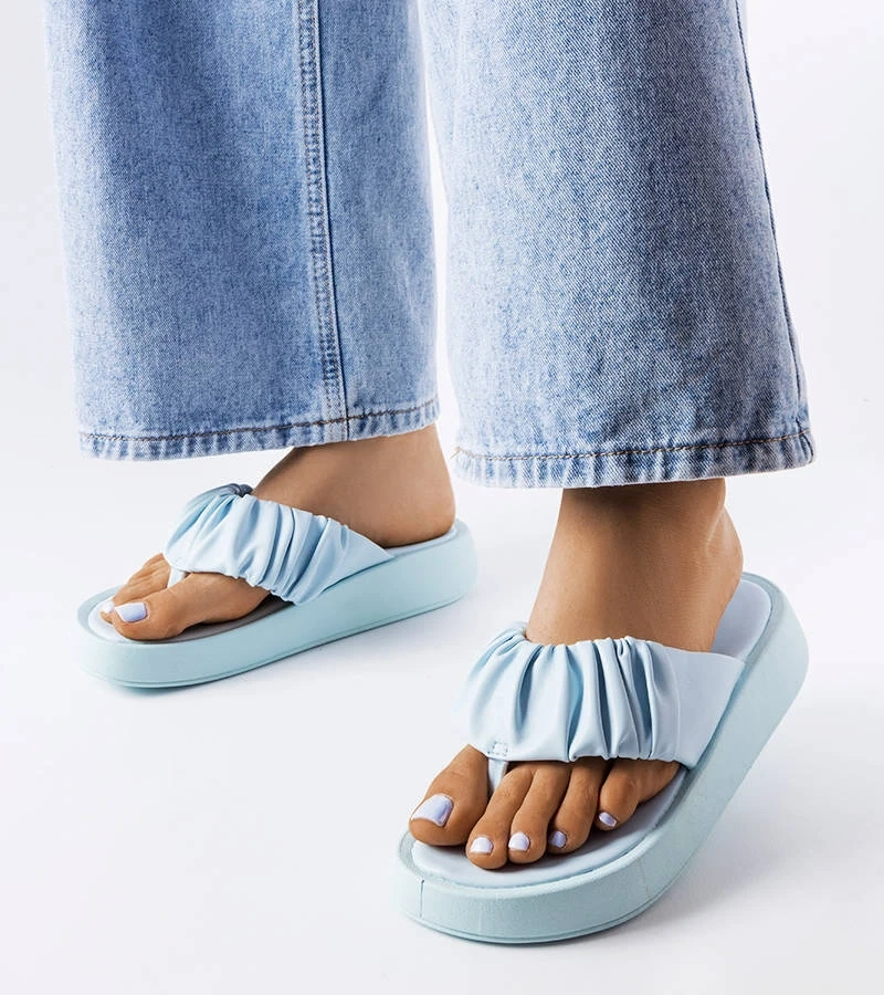 Blaue Filippo Flip-Flops mit Rüschen
