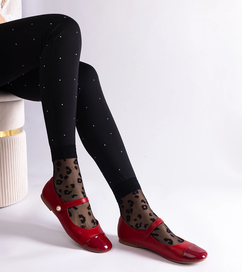 Rote Ballerinas mit lackierter Kappe und Klettverschluss Jaures