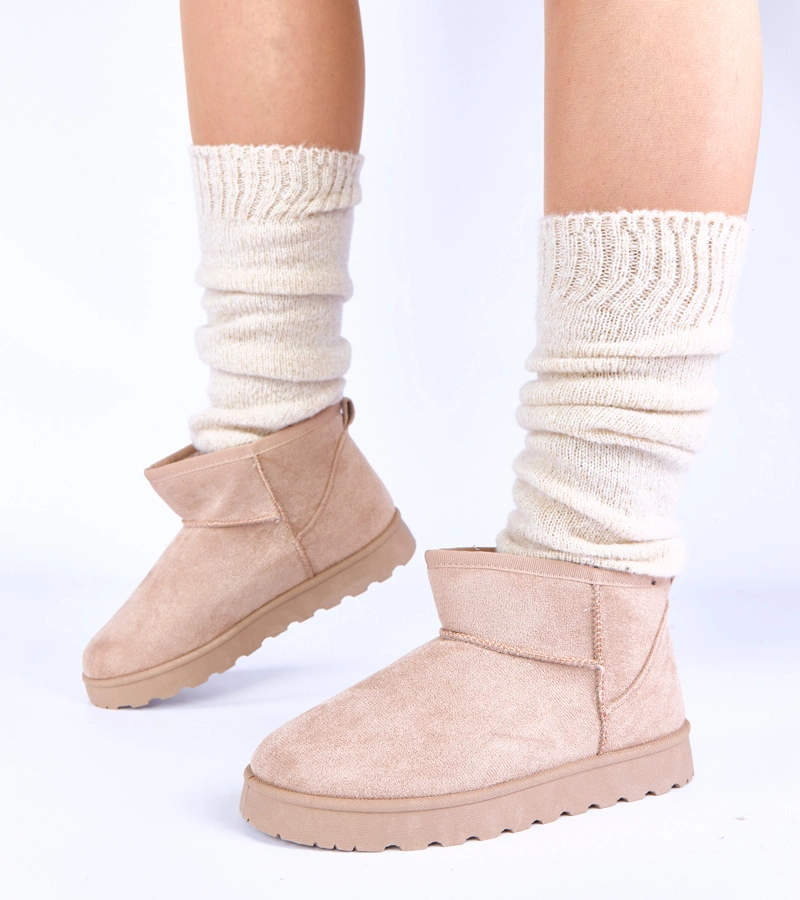 Beige gefütterte Schneestiefel mit Kunstfell Roelle