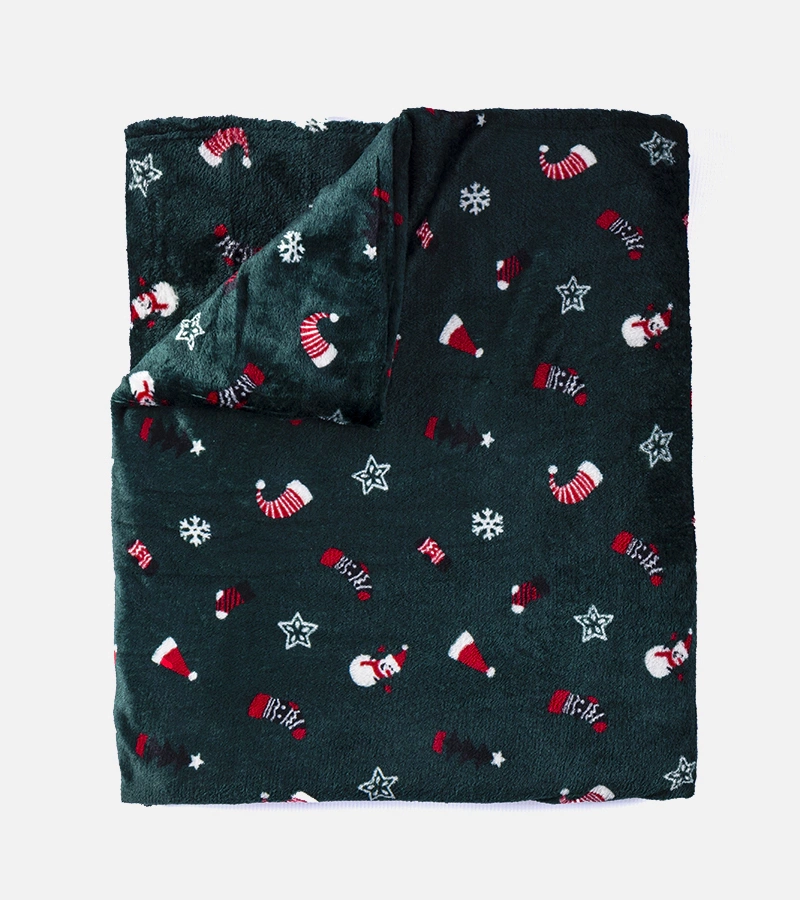 Grüne Decke mit weihnachtlichen Mustern aus Dublin