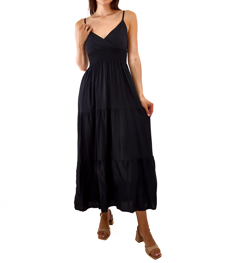 Schwarzes Boho-Stil Maxikleid von Trill
