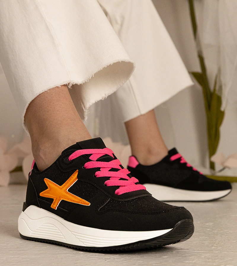 Schwarze Damen-Sneaker mit Glitzer Kaletti
