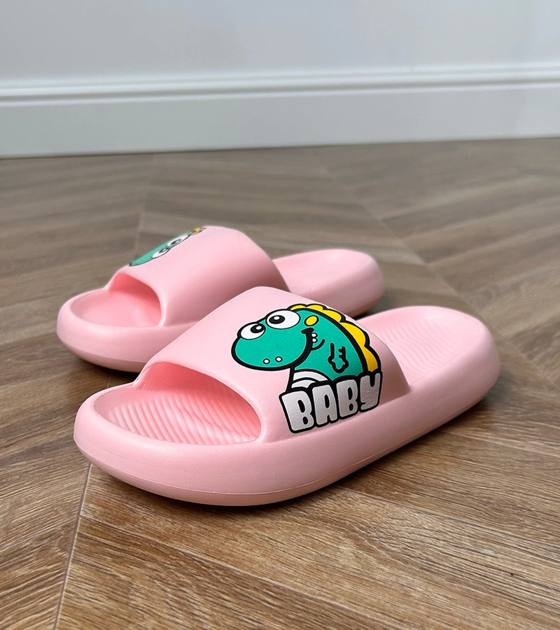 Rosa Kinder-Pantoletten mit Milos-Aufdruck