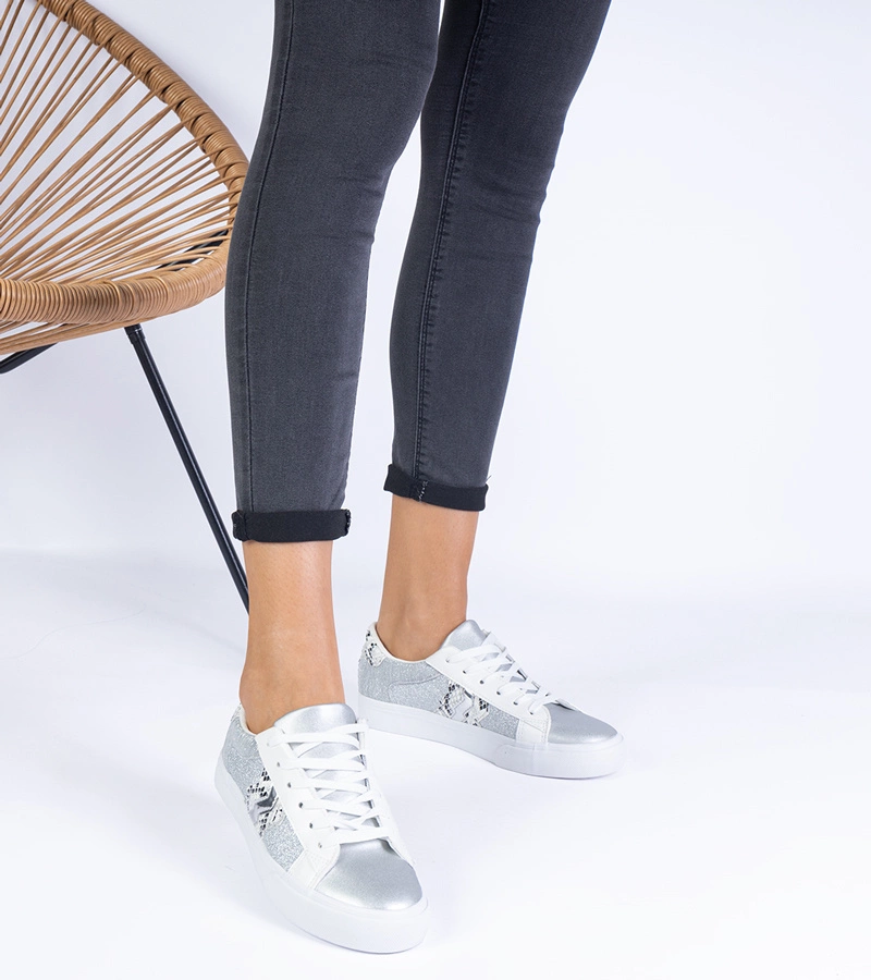 Damen-Sneaker silber mit Tiermuster Walorin