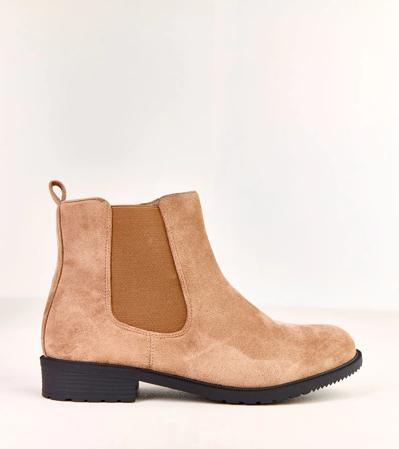 Braune flache Stiefeletten mit elastischem Einsatz Salomi