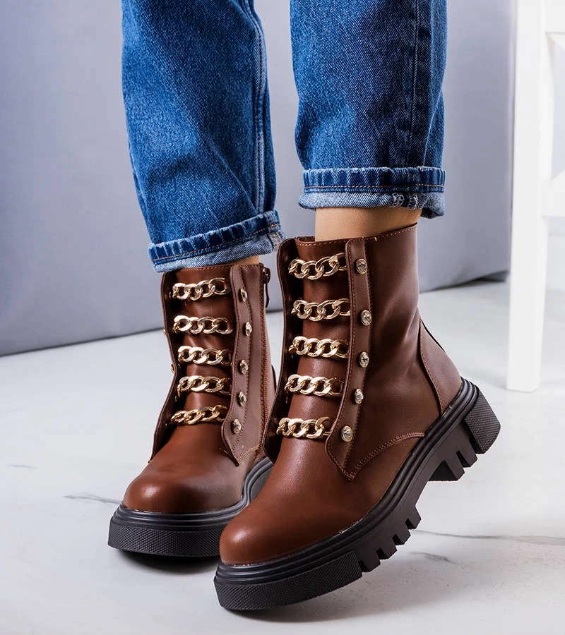 Camel-farbene, gefütterte Perno Stiefeletten