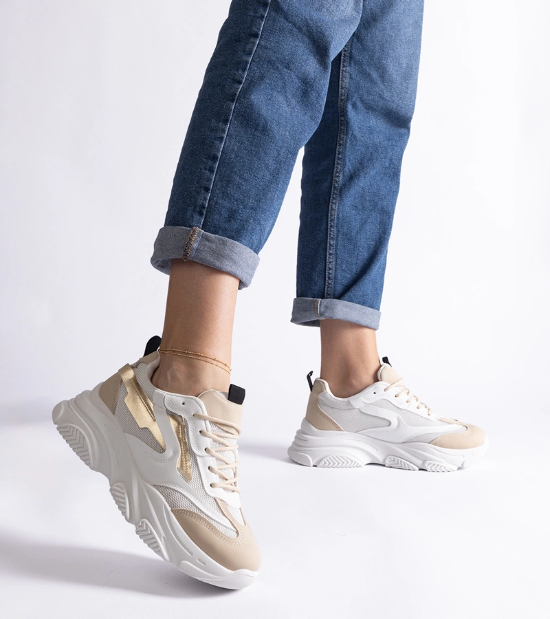 Beige-goldene Damen-Sneaker Milenka