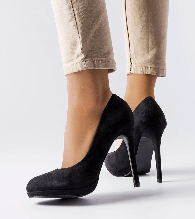 Schwarze High Heels aus Eco-Wildleder Bazinet