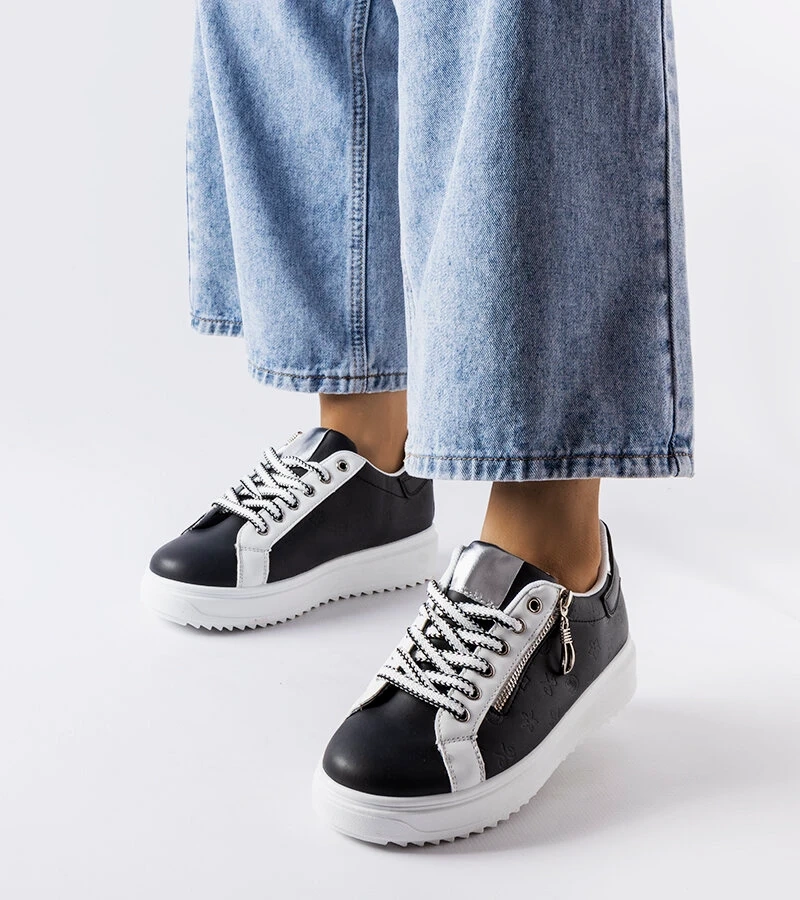 Schwarze Romola Plattform-Sneakers