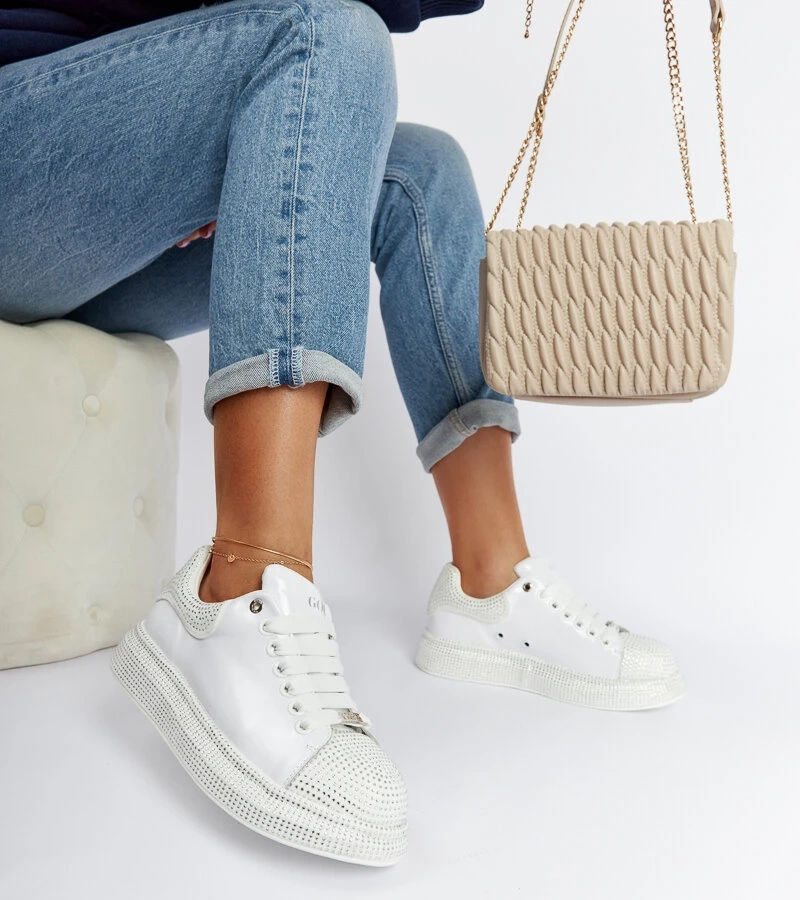 Weiße Sneakers mit Zirkonen GOE NN2N4011