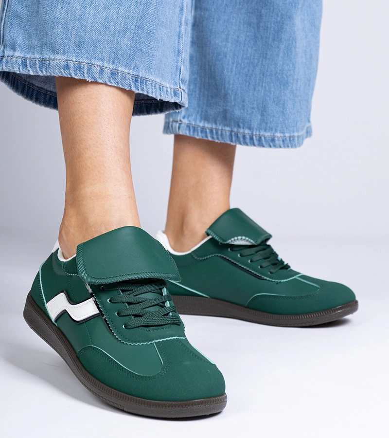 Grüne niedrige Schnürsneaker Edelmira