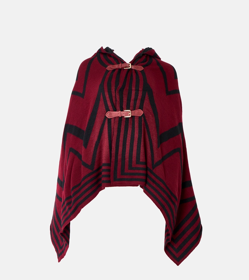 Bordeauxrote Kapuzenüberwurf Leyla