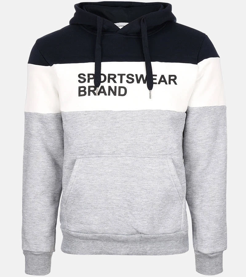 Hellgraues Herren-Sweatshirt mit Kapuze