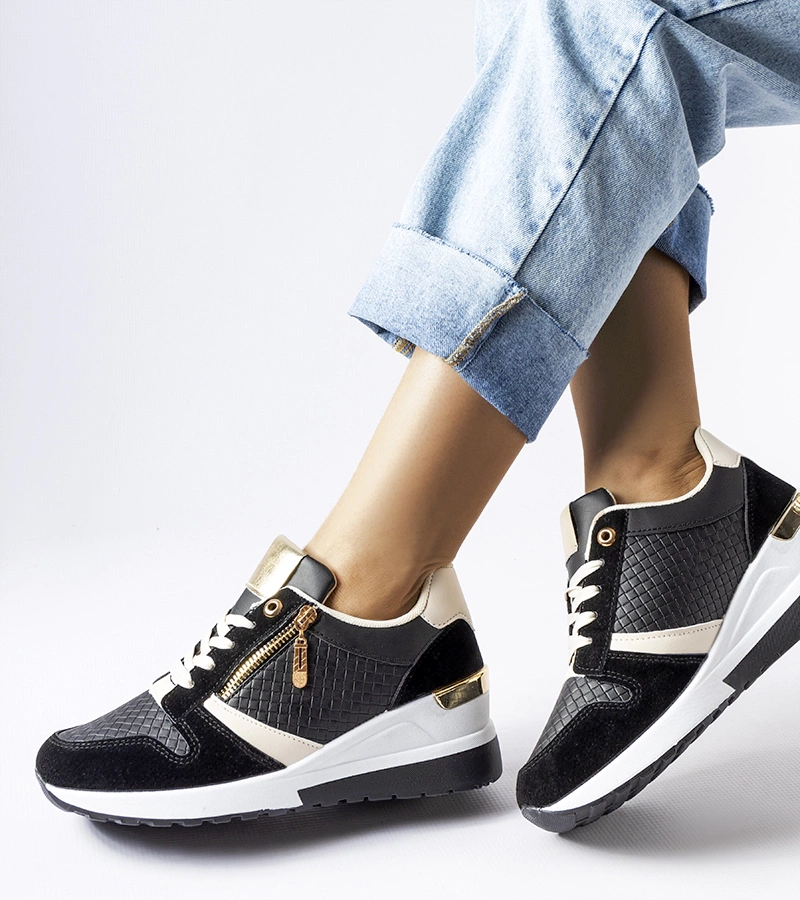 Schwarze Ashland Keilabsatz Sneakers