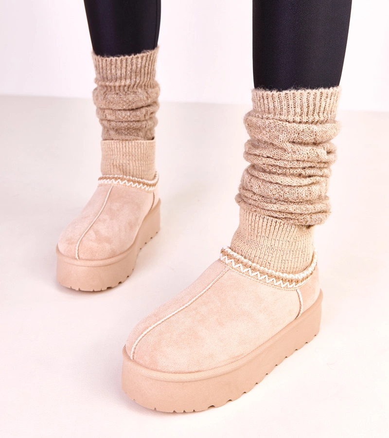 Beige niedrige Schneestiefel mit sockenartigem Schaft Bernica