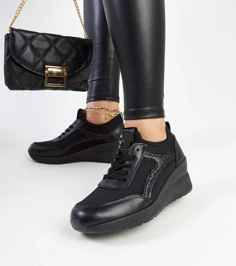 Schwarze Hermina Keil-Sneakers