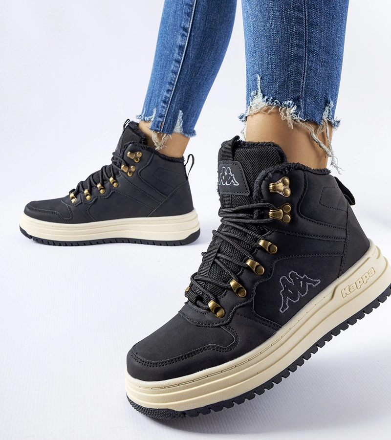 Schwarze, gefütterte Kappa-Schuhe 243364 TOBIN