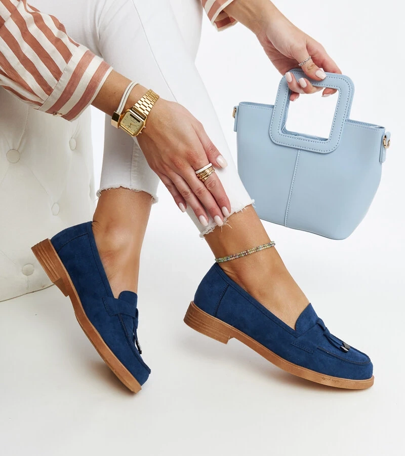 Marineblaue Wildleder-Mokassins von Vinceza