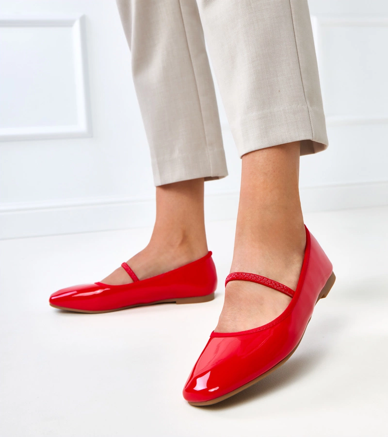 Rote lackierte Ballerinas mit Gummizug Lantos