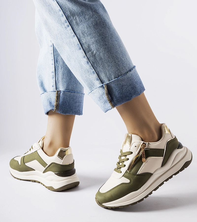 Weiß-grüne Sneakers von Cecchi