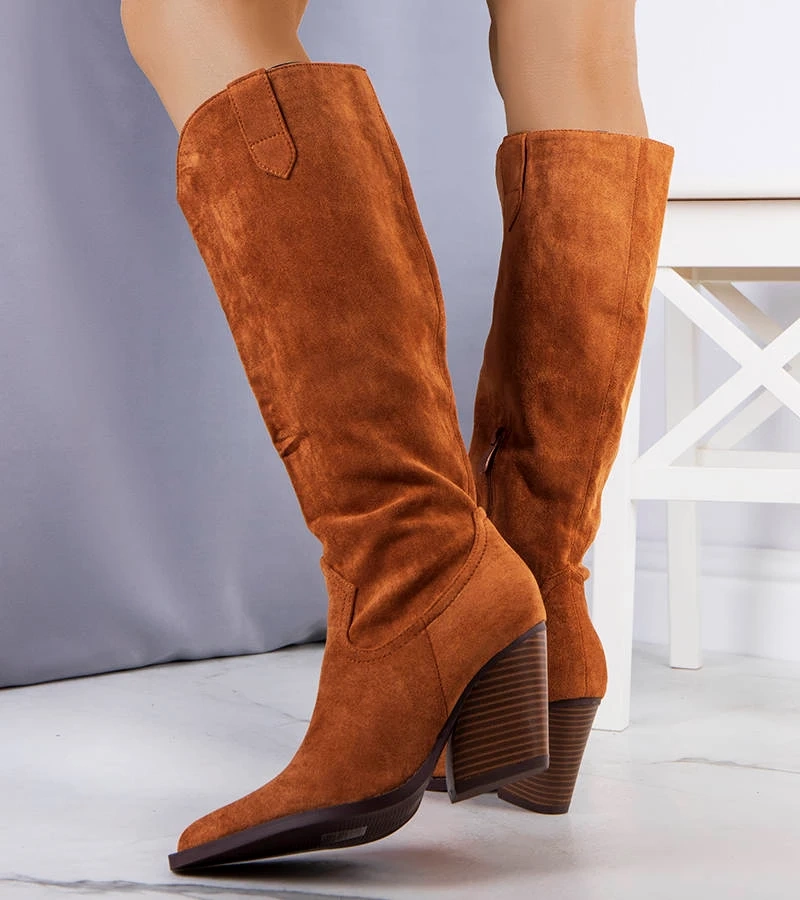 Braune, gefütterte Cowboy-Stiefel von Ezer