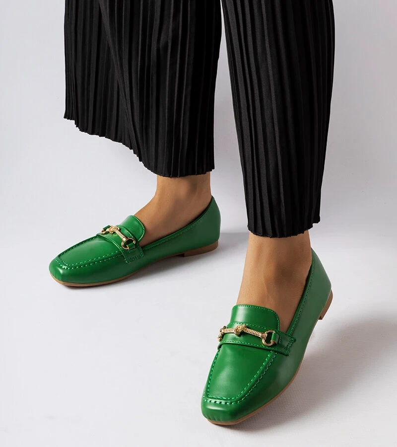 Grüne dekorative Mokassins von Docherty