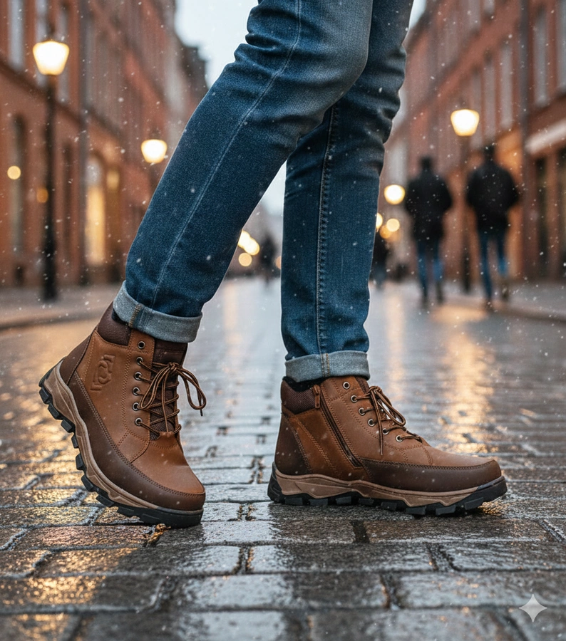 Gefütterte braune Herren-Trekkingschuhe Elias
